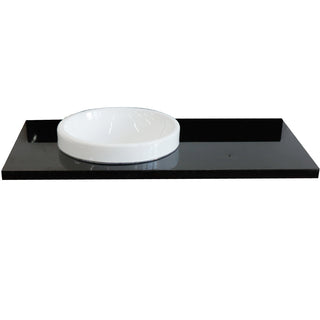 Bathroom Vanity Top, Tiara, Single Sink, Granite and Ceramic, 43 Inch, Black Galaxy Granite