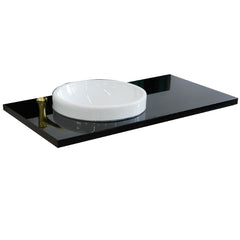 Bathroom Vanity Top, Tiara, Single Sink, Granite and Ceramic, 43 Inch, Black Galaxy Granite