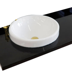 Bathroom Vanity Top, Tiara, Single Sink, Granite and Ceramic, 43 Inch, Black Galaxy Granite
