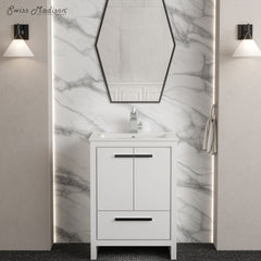 Bathroom Vanity, Virage, 24 in Freestanding with Sink Top in White