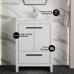 Bathroom Vanity, Virage, 24 in Freestanding with Sink Top in White