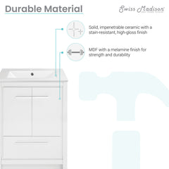 Bathroom Vanity, Virage, 24 in Freestanding with Sink Top in White