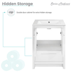 Bathroom Vanity, Virage, 24 in Freestanding with Sink Top in White