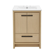 Bathroom Vanity, Virage, 24 In with 3-Hole Ceramic Sink Top in Brown Oak