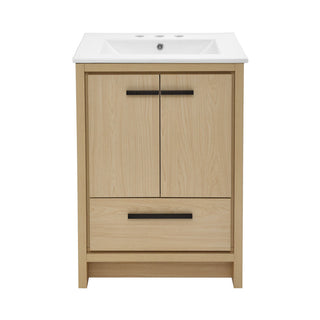 Bathroom Vanity, Virage, 24 In with 3-Hole Ceramic Sink Top in Brown Oak