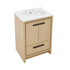 Bathroom Vanity, Virage, 24 In with 3-Hole Ceramic Sink Top in Brown Oak
