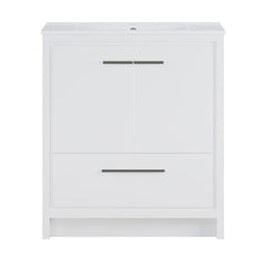 Bathroom Vanity, Virage, 30 Inch Freestanding with Ceramic Top in White