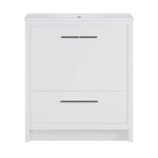 Bathroom Vanity, Virage, 30 Inch Freestanding with Ceramic Top in White