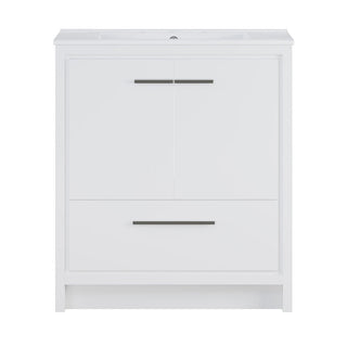 Bathroom Vanity, Virage, 30 Inch Freestanding with Ceramic Top in White