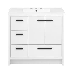 Bathroom Vanity, Virage, 36 In with Ceramic Sink Top in White