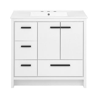 Bathroom Vanity, Virage, 36 In with Ceramic Sink Top in White