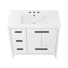 Bathroom Vanity, Virage, 36 In with Ceramic Sink Top in White