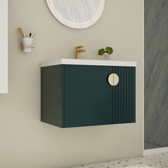Bathroom Vanity with Undermount Sink, 28 Inch, Green Base with White Top
