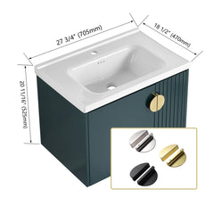 Bathroom Vanity with Undermount Sink, 28 Inch, Green Base with White Top