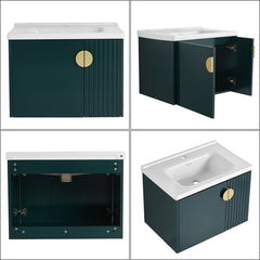 Bathroom Vanity with Undermount Sink, 28 Inch, Green Base with White Top