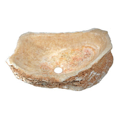 Bathroom Vessel Sink, Desert Shell, 20 in Handcrafted in Honey Onyx