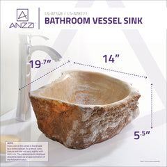 Bathroom Vessel Sink, Desert Shell, 20 in Handcrafted in Honey Onyx
