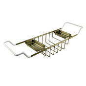 Bathtub Caddy Tray, Heirloom, Adjustable Length with Rubber Grip Ends in Antique Brass