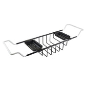 Bathtub Caddy Tray, Heirloom, Adjustable Length with Side Trays in Matte Black