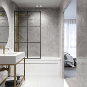 Bathtub Screen, Ventana, Fixed Framed, 34 In. W x 62 In. H, Matte Black Clear