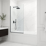 Bathtub Screen, Zenith, Fixed Frameless, 34 in W x 62 in H, Matte Black Clear