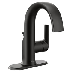 Doux Single Hole Bathroom Faucet with Drain Assembly in Matte Black | product photo