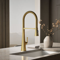 Kohler Graze Single-Handle Semi-Professional Kitchen Sink Faucet With 24-5/16-In Spout in Gold | product photo