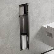 XtraStoris Rock Recessed Toilet Brush Holder with Shelf & Tileable Door in Brushed Stainless Steel