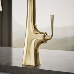 Kohler Graze Single Handle Kitchen Faucet with 21-9/16" Spout in Vibrant French Gold | detail photo