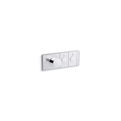 Kohler Anthem Two-Outlet Thermostatic Valve Control Panel With Recessed Push Buttons in Vibrant Brushed Bronze | product photo
