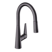 Talis S Pull Down Single Handle Kitchen Faucet with Magnetic Docking in Brushed Black/Chrome