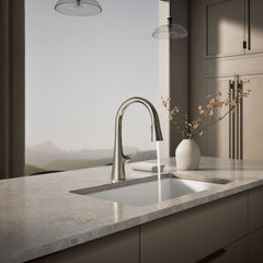 Kohler Graze Touchless Pull-Down Kitchen Sink Faucet With Three-Function Sprayhead in Vibrant Polished Nickel | product photo