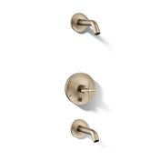 Purist Rite-Temp Bath And Shower Trim Set With Push-Button Diverter And Cross Handle, Less Showerhead