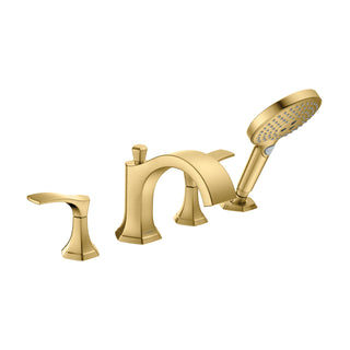 Locarno Double Handle Deck Mounted Roman Tub Faucet Trim in Brushed Gold Optic