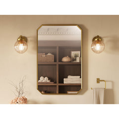Claude 22" X 34" Rectangular Framed Mirror in Vibrant Brushed Moderne Brass | product photo