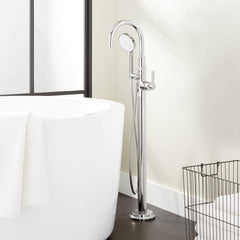 Greyfield Single Handle Floor Mounted Freestanding Tub Filler in Chrome | product photo