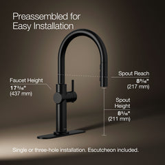 Kohler Crue Touchless Pull-Down Kitchen Sink Faucet with Three-Function Sprayhead | product photo