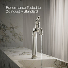 Kohler Artifacts Gentleman's Single Hole Bathroom Faucet with Drain Assembly in Vibrant Polished Nickel | product photo