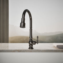 Kohler Artifacts Touchless Pull Down Kitchen Sink Faucet with Three-Function Sprayhead in Vibrant Titanium | product photo
