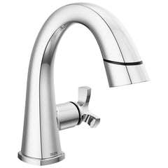 Stryke Single Hole Pull Out Sprayer Bathroom Faucet, Single Handle Bathroom Sink Faucet in Lumicoat Chrome | product photo