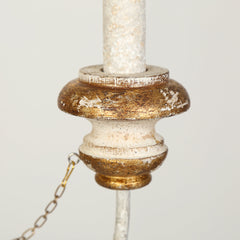 Beaded Chandelier, 5-Light Wood and Metal, White and Antique Bronze