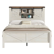 Bed Frame with Bookshelf Headboard, Full Size, White