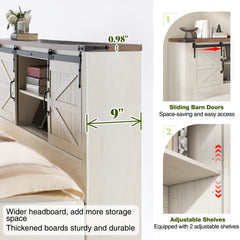 Bed Frame with Bookshelf Headboard, Full Size, White