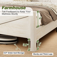 Bed Frame with Bookshelf Headboard, Full Size, White