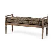 Bedroom Bench, 57 in Striped Jute Seat with Solid Wood Base