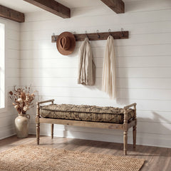 Bedroom Bench, 57 in Striped Jute Seat with Solid Wood Base