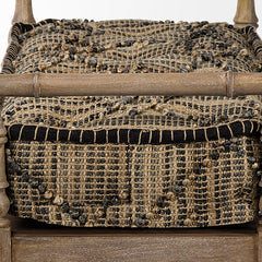 Bedroom Bench, 57 in Striped Jute Seat with Solid Wood Base