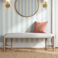 Bedroom Bench, 60 in, Beige Polyester Upholstered Seat