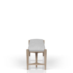 Bedroom Bench, 60 in, Beige Polyester Upholstered Seat