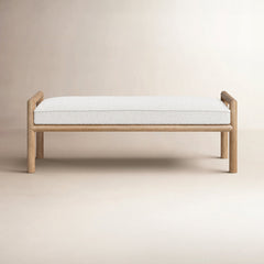 Bedroom Bench, 60 in, Upholstered Polyester with Solid Wood Legs